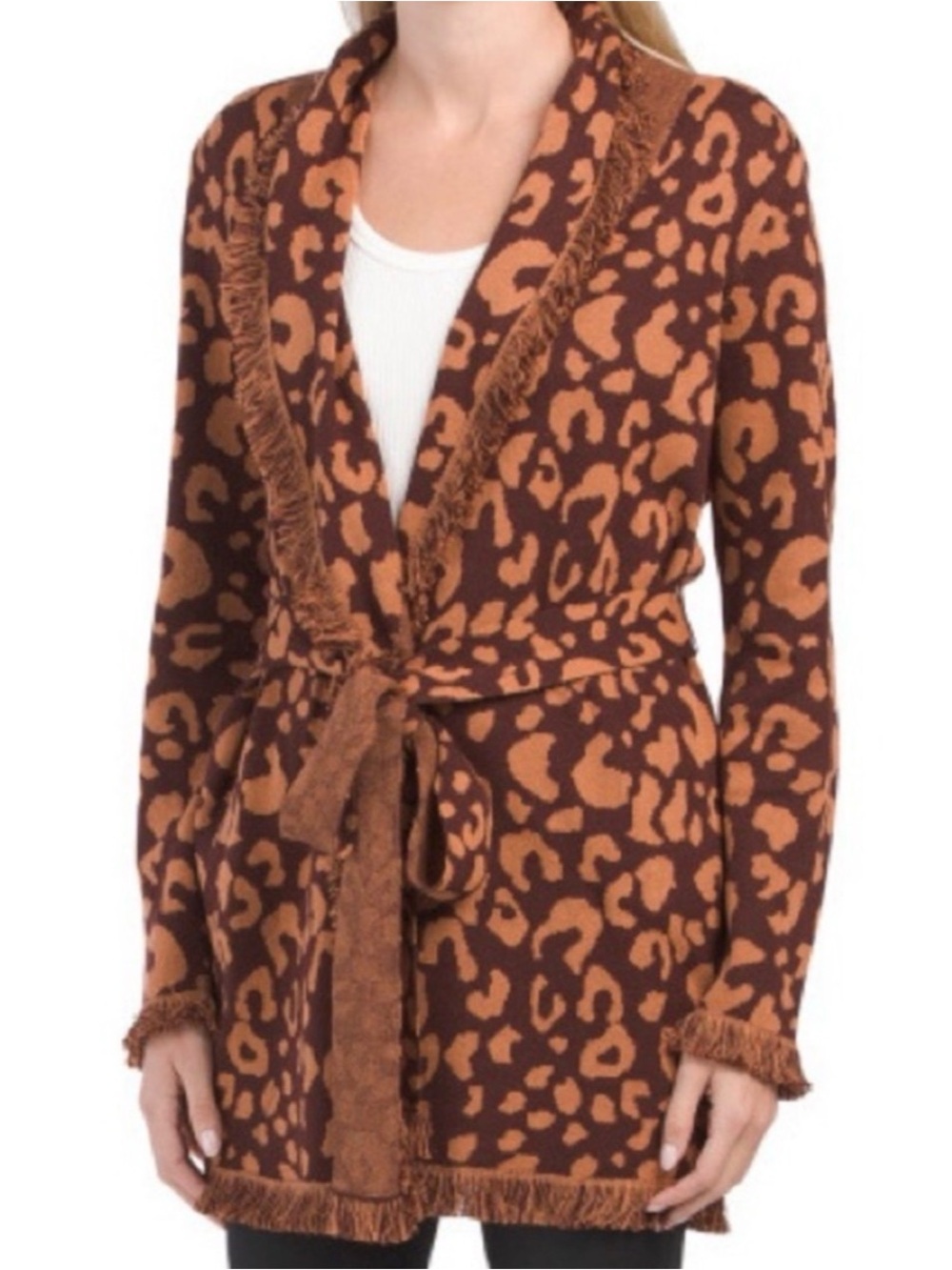 525 America Leopard Cardigan NWOT Large